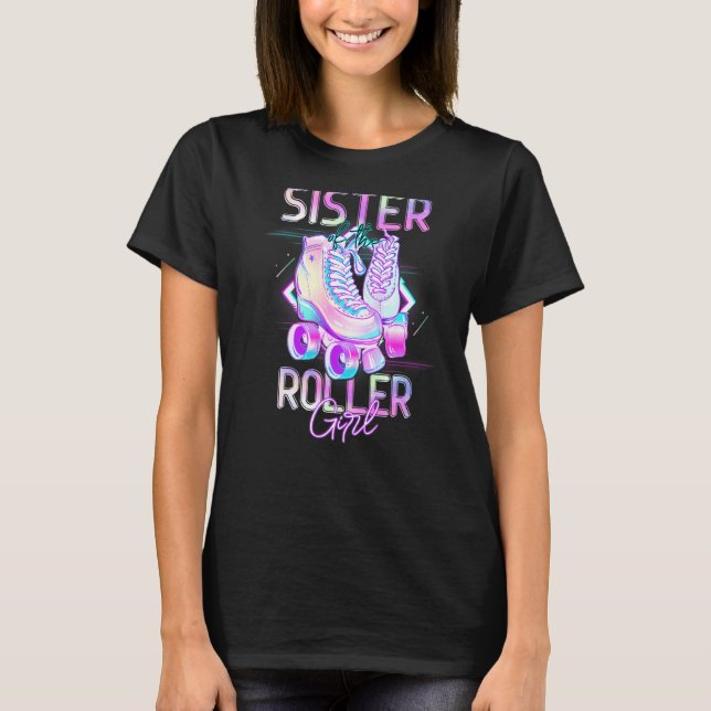 Camiseta Hermana De Roller Chica Patinaje De Cumpleaños Mat (Anverso)