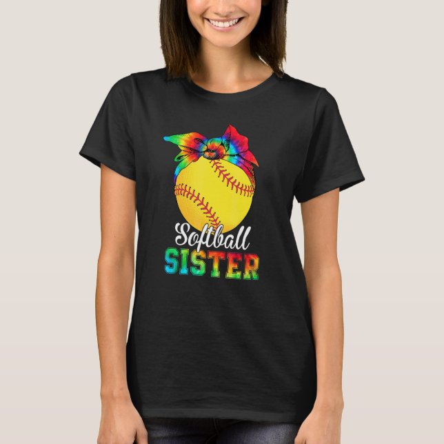 Camiseta Hermana de Softball Tie Dye Softball Madre (Anverso)
