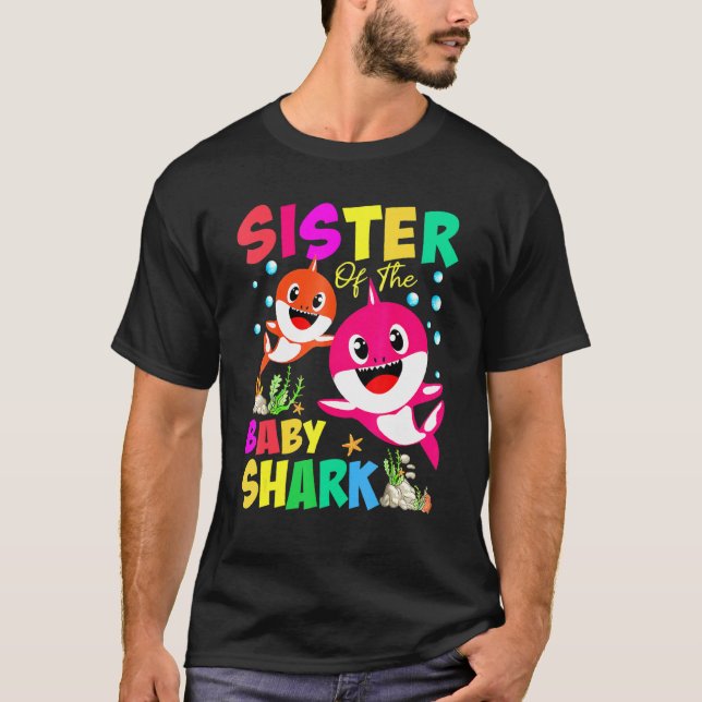 Camiseta Hermana Del Bebé Nacimiento Hermana Del Tiburón Sh (Anverso)