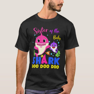 Camiseta Hermana Del Bebé Tiburón Hermana Del Cumpleaños