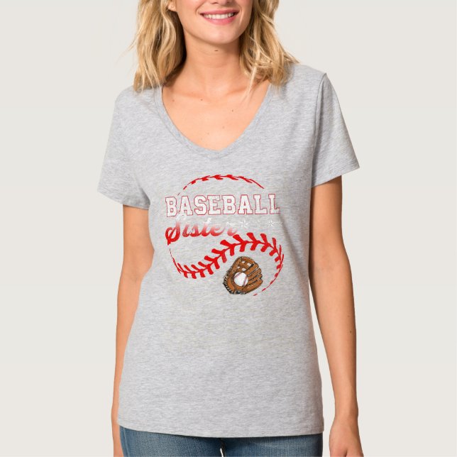 Camiseta Hermana del béisbol Amor Jugando Gracioso  (Anverso)