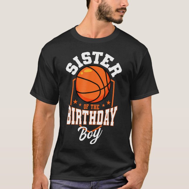 Camiseta Hermana Del Birthday Boy Basketball Theme Bday P (Anverso)