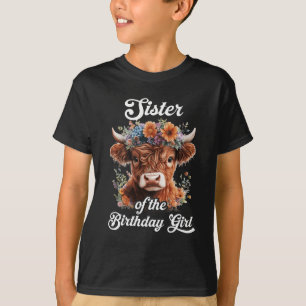 Camiseta Hermana Del Chica De Cumpleaños Highland Cow Farm 