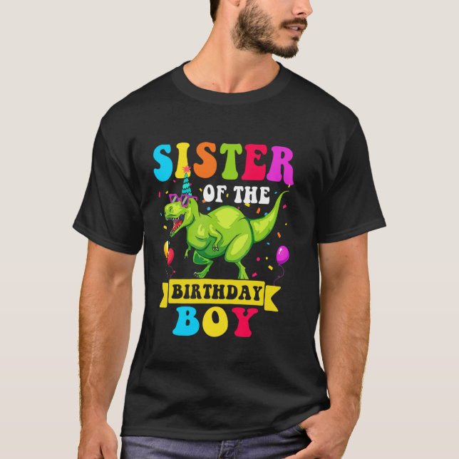 Camiseta Hermana del Cumpleañero Dinosaurio Raptor (Anverso)