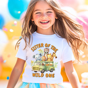Camiseta Hermana del cumpleaños de los animales de safari d