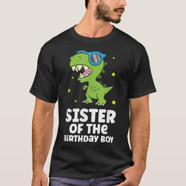 Camiseta Hermana Del Cumpleaños De Los Niños Dinosaurios (Anverso)