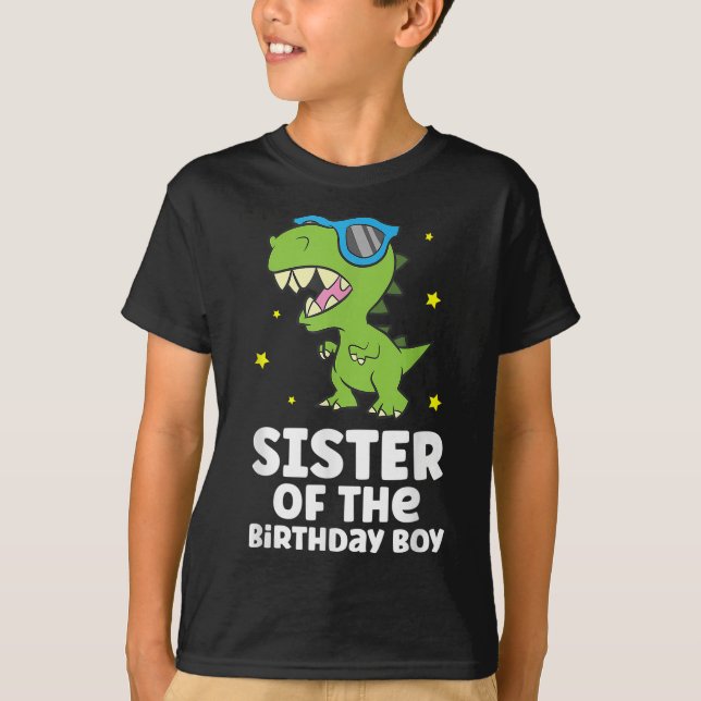 Camiseta Hermana Del Cumpleaños De Los Niños Dinosaurios (Anverso)