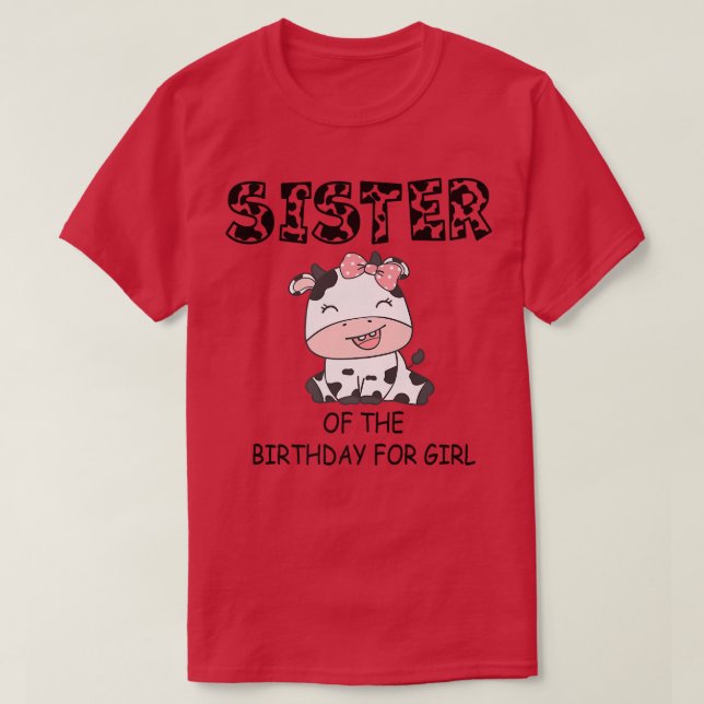 Camiseta Hermana del cumpleaños del Chica Cow Farm First Bi (Diseño del anverso)