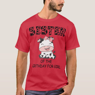Camiseta Hermana del cumpleaños del Chica Cow Farm First Bi