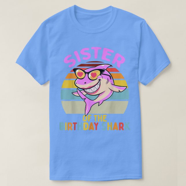 Camiseta Hermana del cumpleaños del tiburón Familia coincid (Diseño del anverso)