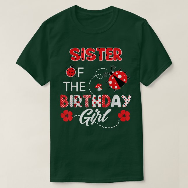 Camiseta Hermana Del Cumpleaños GirlFamily Ladybug Birthday (Diseño del anverso)