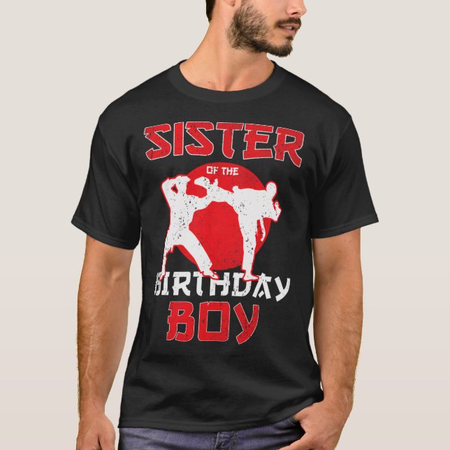 Camiseta Hermana Del Cumpleaños Karate Taekwondo Boy Martia (Anverso)