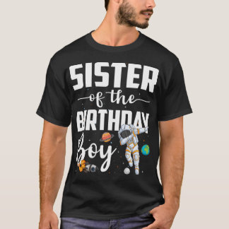 Camiseta Hermana Del Cumpleaños Niño Astronauta Tema Espaci