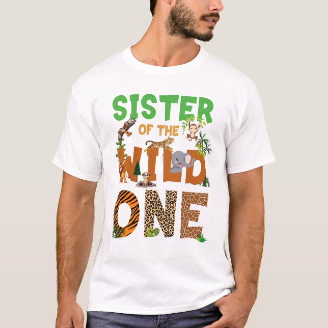 Camiseta Hermana Del Cumpleaños Salvaje Un Safari Cumpleaño (Anverso)
