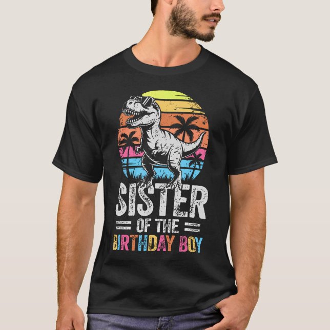 Camiseta Hermana Del Dinosaurio De La Fiesta De Cumpleaños (Anverso)