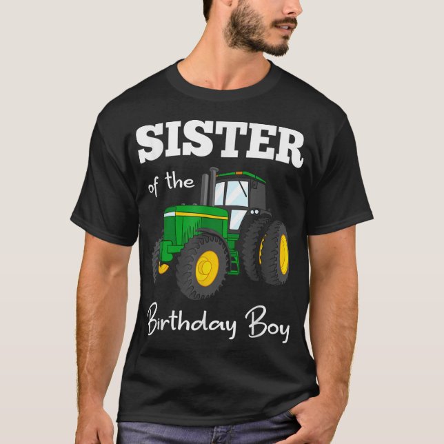 Camiseta Hermana Del Fiesta Birthday Boy Tractor (Anverso)