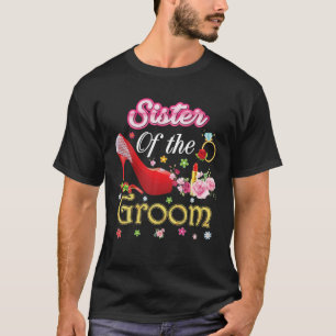Camiseta Hermana Del Groom Feliz Boda Flor Zapato Rosa