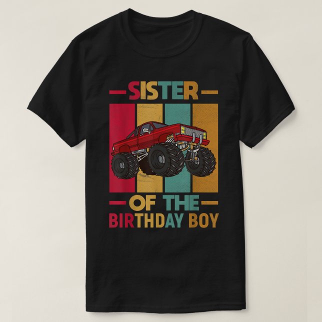 Camiseta Hermana Del Monstruo De La Fiesta De Cumpleaños De (Diseño del anverso)