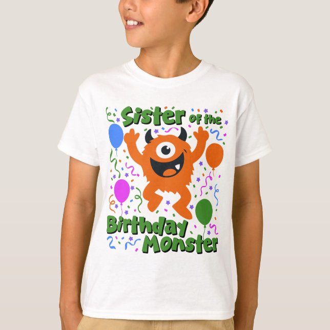 Camiseta Hermana del Monstruo del Cumpleaños  (Anverso)