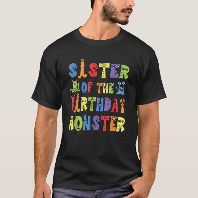 Camiseta Hermana Del Monstruo Del Cumpleaños Alien Kid B Da (Anverso)