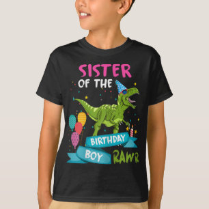 Camiseta Hermana del niño cumpleaños TRex Dinosaurio coinci
