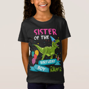Camiseta Hermana del niño cumpleaños TRex Dinosaurio coinci