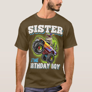 Camiseta Hermana del niño de cumpleaños Dinosaurio Monster 