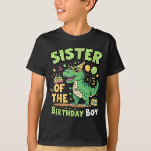 Camiseta Hermana del niño de cumpleaños Familia de dinosaur