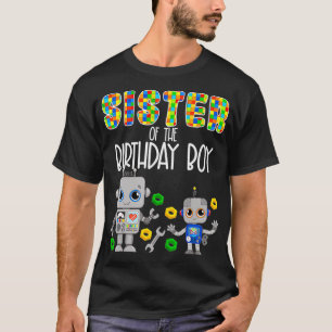 Camiseta Hermana Del Niño De Cumpleaños Robots Fiesta Robot