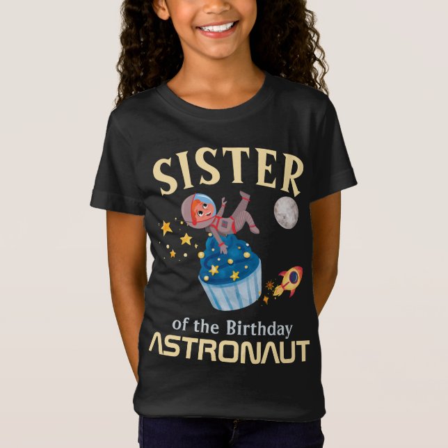 Camiseta Hermana Del Partido Astronauta De Cumpleaños (Anverso)