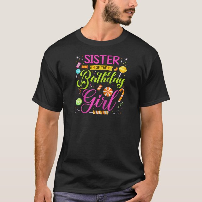 Camiseta Hermana Del Partido De Cumpleaños Candy Chica (Anverso)