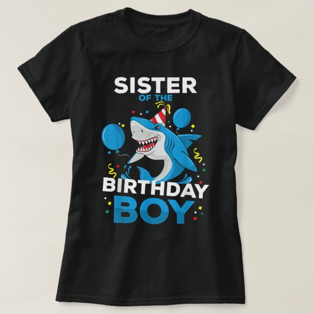 Camiseta Hermana del partido temático Birthday Boy Shark Oc (Diseño del anverso)