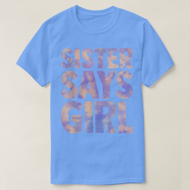 Camiseta hermana dice que el género chica revela el anuncio (Diseño del anverso)