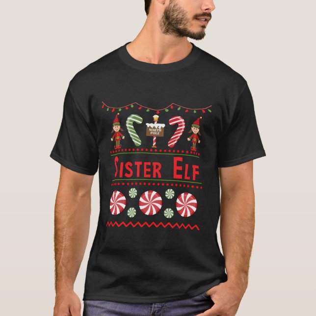 Camiseta Hermana Elf Funny Familia Navidades Elf (Anverso)