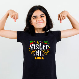Camiseta Hermana Elfa Tipografía Diversión Familia Ropa a J