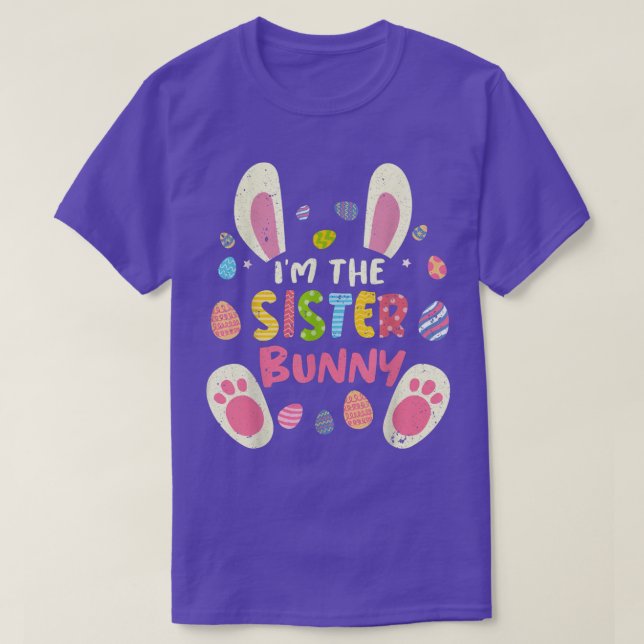 Camiseta Hermana Familia Pareja Pascua Fiesta Bunny Face Co (Diseño del anverso)