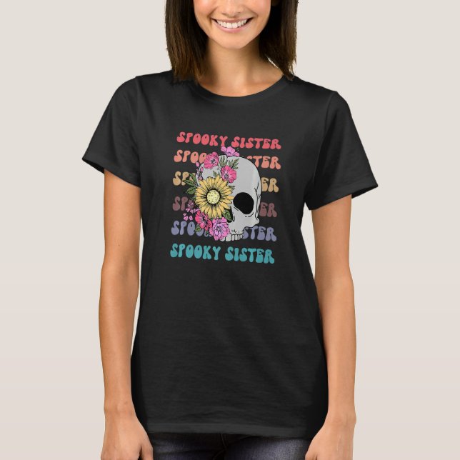 Camiseta Hermana Floral Boho Ghost Sis Hallowee (Anverso)