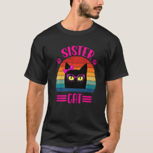 Camiseta Hermana Gato Retro Vintage Con Gafas Leopardo Rosa