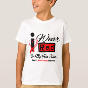 Camiseta Hermana gemela - llevo enfermedad cardíaca roja de