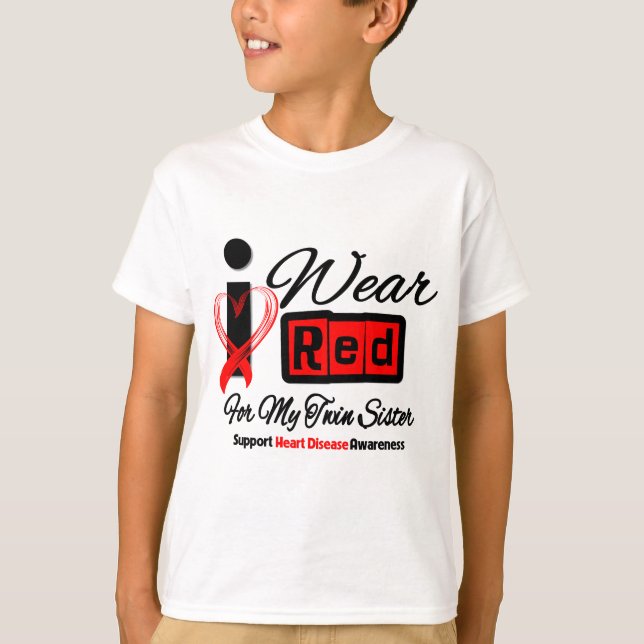 Camiseta Hermana gemela - llevo enfermedad cardíaca roja de (Anverso)
