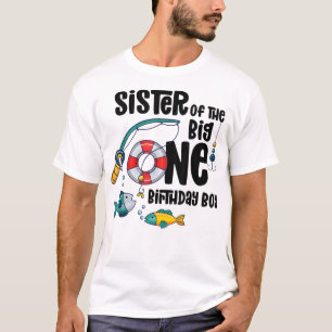 Camiseta Hermana Gran Niño De 1 Año Pescando Cumpleaños T-S