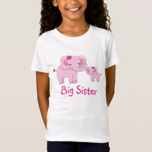 Camiseta Hermana grande de los elefantes rosados