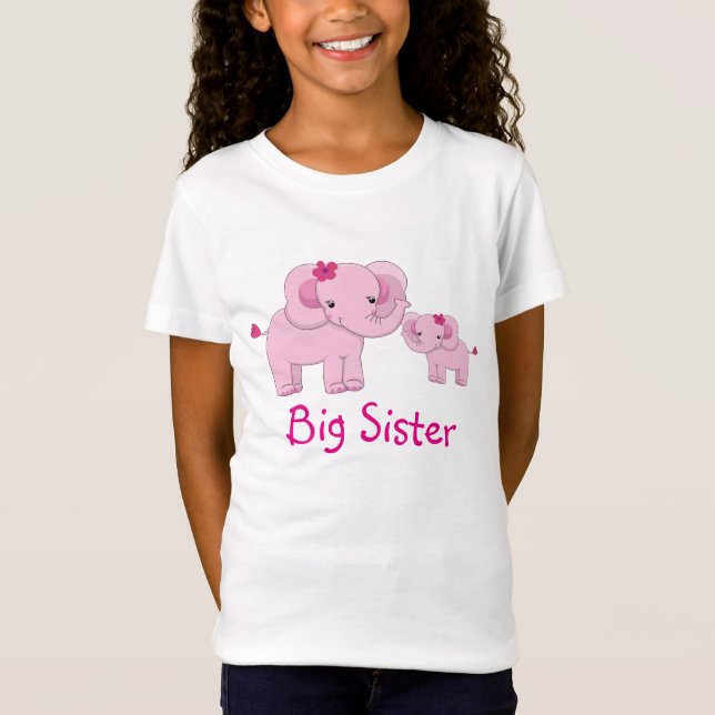 Camiseta Hermana grande de los elefantes rosados (Anverso)