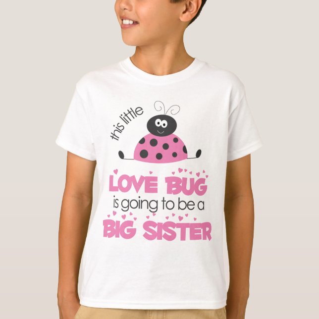 Camiseta Hermana grande del insecto rosado del amor (Anverso)