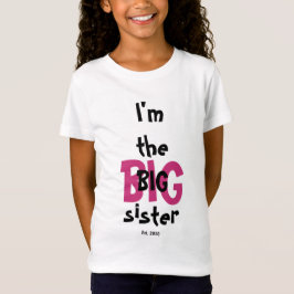 Camiseta Hermana Grande Est. Fecha Divertido Pink Black Tex