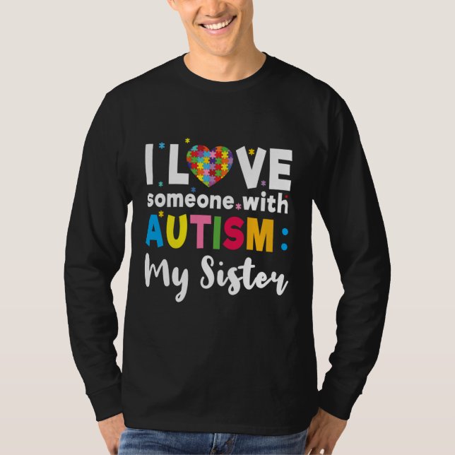 Camiseta Hermana I Love Heart Special Autism Awareness (Anverso)