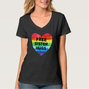 Camiseta Hermana Libre abraza Bandera Lgbt Corazón Orgullo 