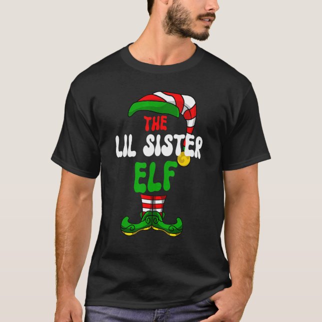 Camiseta Hermana Lil Elf Pajama Grupo de Navidades Matanza  (Anverso)