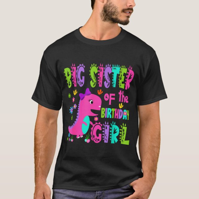 Camiseta Hermana mayor de la cumpleañera saurus rex (Anverso)