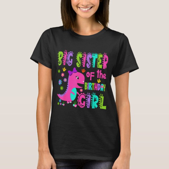 Camiseta Hermana mayor de la cumpleañera saurus rex (Anverso)